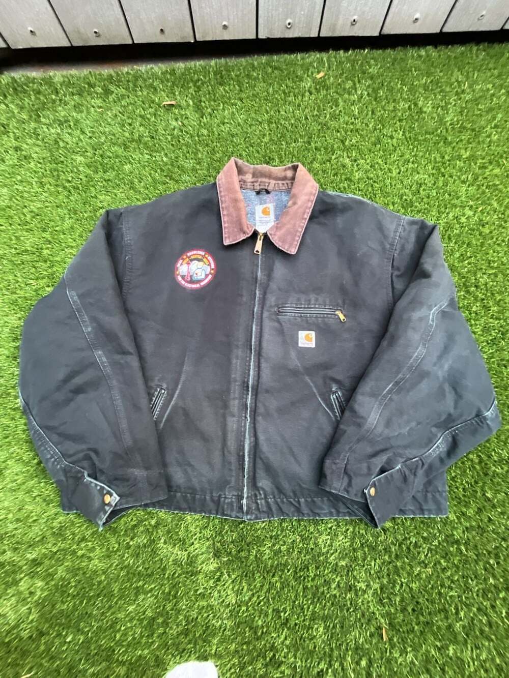 Vintage Carhartt J01 BLK Detroit Blanket-Lined Jacket with IBEW-NECA Patch